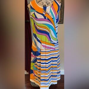 Jude Connally Allison Dress Multicolor Geometric Bright Sleeveless Women’s Large